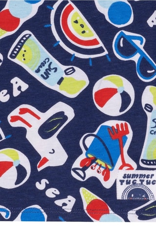 T-shirt Beach Day - Wit en blauw
