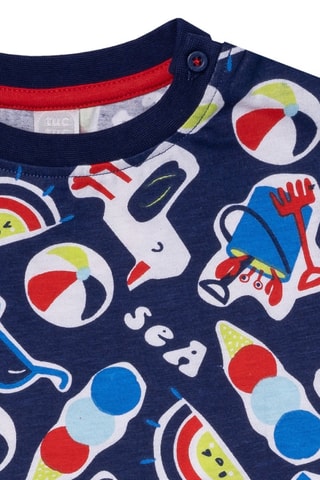 T-shirt Beach Day - Wit en blauw