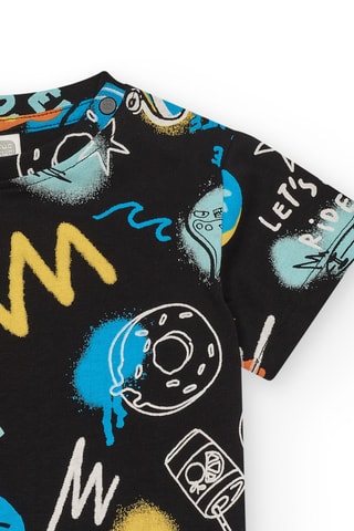 T-shirt First have fun - Zwart