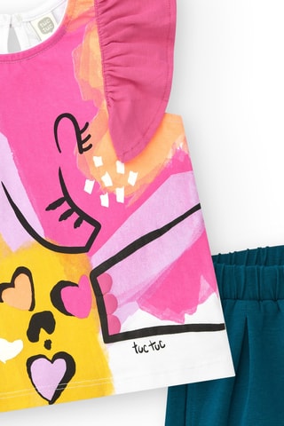 T-shirt en Short Say Cheese - Wit