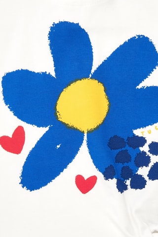 Geknoopt T-shirt Hey buddies - Wit