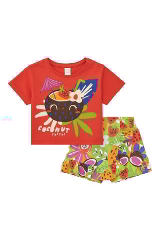 T-shirt en Shortrok Vacay Feelings - Rood