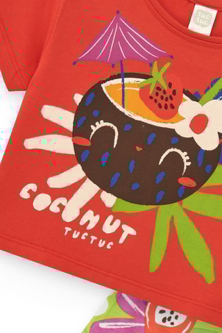 T-shirt en Shortrok Vacay Feelings - Rood