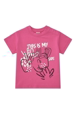 T-shirt Say Cheese - Roze