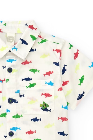 Blouse Color The Sea - Wit