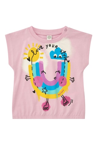 T-shirt en Short First Have Fun - Roze