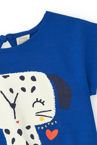 Geknoopt T-shirt Hey buddies - Blauw