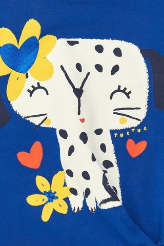 Geknoopt T-shirt Hey buddies - Blauw