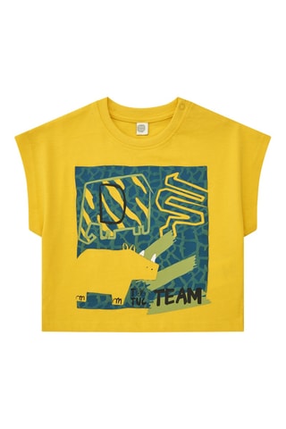 T-shirt Say Cheese - Geel