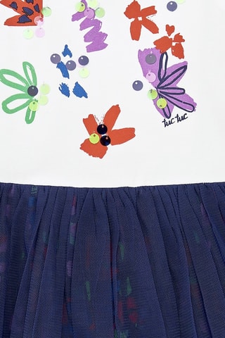 Jurk van 2 materialen Rockin the Jungle - Wit