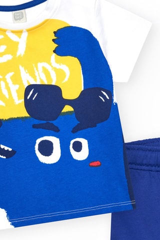 T-shirt et short Hey buddies - Bleu