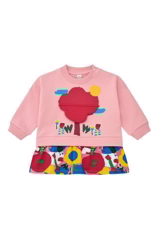 Jurk Trompe-l'œil Happy Garden - Roze