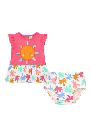 Jurk en Slip Tropical Summer - Fuchsia