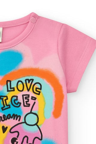 T-shirt First Have Fun - Roze