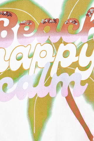 Geknoopt T-shirt Paradise Beach - Wit