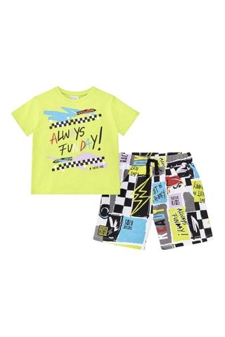 T-shirt en Short Race Car - Groen