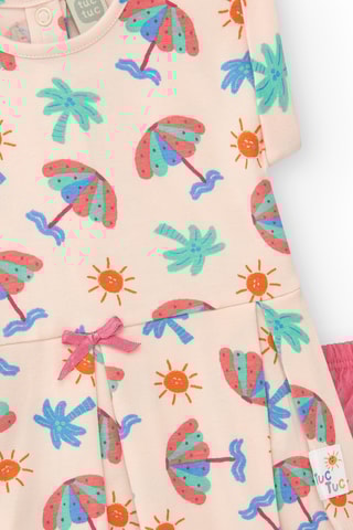 Linnen Plisséjurk en Bloomer Tropical Summer - Roze