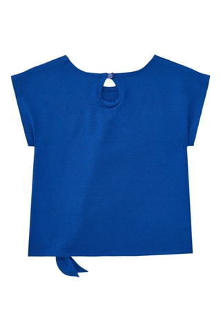Geknoopt T-shirt Hey buddies - Blauw