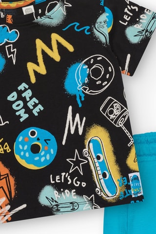 T-shirt en Bermuda First have fun - Blauw