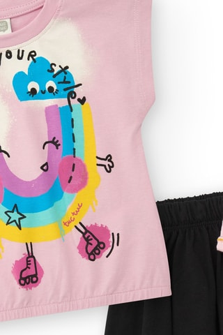 T-shirt en Short First Have Fun - Roze