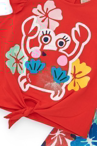 T-shirt en Short Beach Squad - Rood