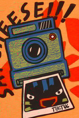 T-shirt Say Cheese - Oranje