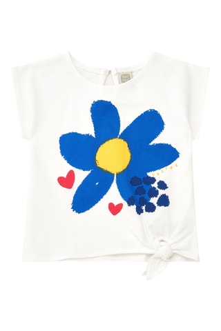 Geknoopt T-shirt Hey buddies - Wit