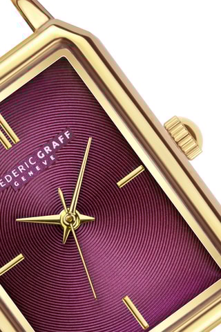 Stalen Quartz Horloge -Goudkleurig en bordeauxrood - Frederic Graff