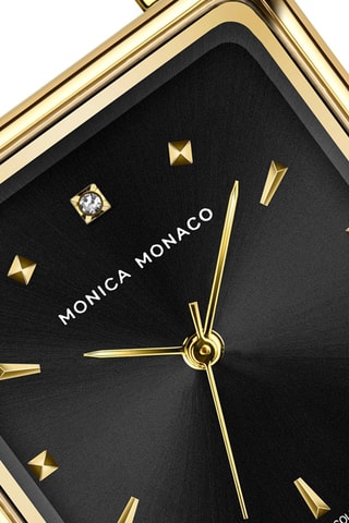 Stalen Quartz Horloge met Diamant - Goudkleurig en Zwart