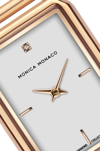 Stalen Quartz Horloge met Diamant - Roségoudkleurig en Zilverkleurig