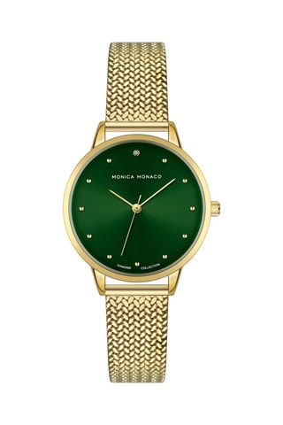 Stalen Quartz Horloge met Diamant - Monica Monaco