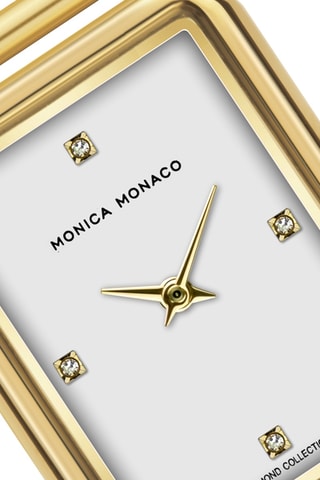 Stalen Quartz Horloge met Diamant - Goudkleurig en Wit