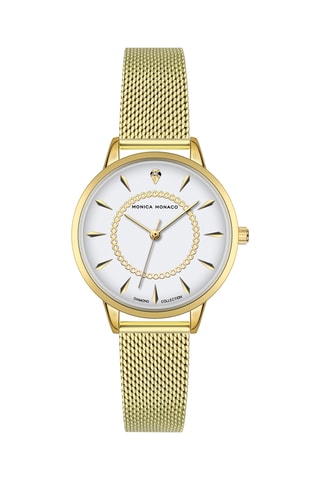Stalen Quartz Horloge met Diamant - Monica Monaco