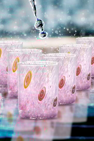 6 vasos de vidrio soplado de manera tradicional Murrine - 30 cl