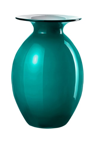 Jarrón de vidrio soplado de manera tradicional Bombetta - 29,5 cm - Azul