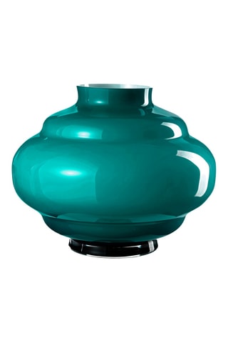 Jarrón de vidrio soplado de manera tradicional Bombetta - 31 cm - Azul