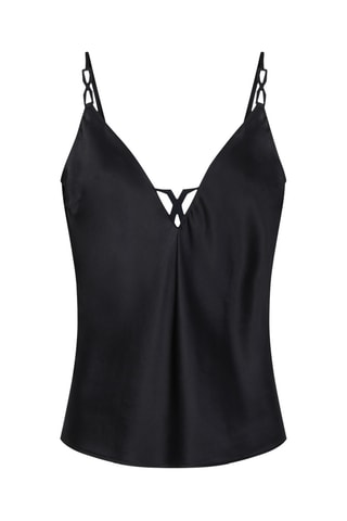 Top de pijama de seda Traxx - Negro