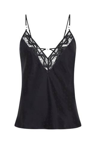 Top de pijama de seda Xtravagan - Negro