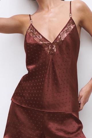 Top de pijama de seda Xtravagan - Marrón