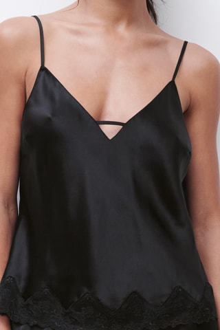 Short de pijama de seda Cabaret - Negro