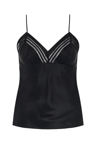 Top de pijama de seda Nightshad - Negro