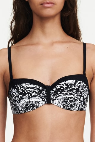Sujetador de bikini Flowers - Negro
