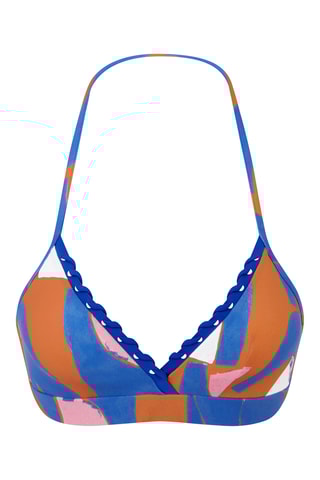 Sujetador de bikini Tribe - Celeste y marrón