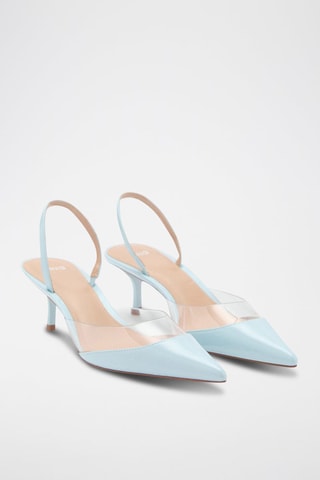 Chaussure à talon avec empiècement vinyle - Bleu