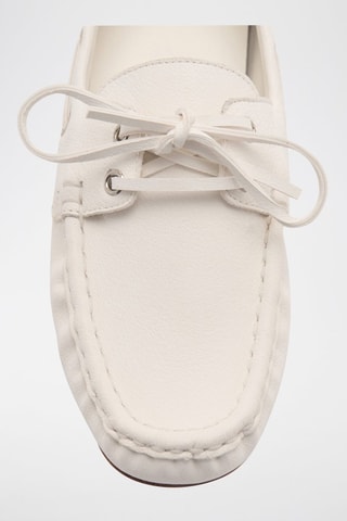 Chaussures bateau cuir à lacets - Blanc