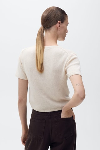 Pull en maille de coton manches courtes - Gris clair