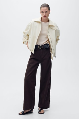 Pull en maille de coton manches courtes - Gris clair