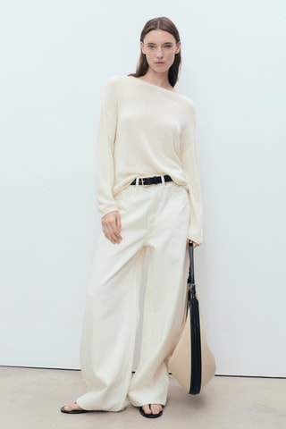 Pull maille col bateau - Ecru