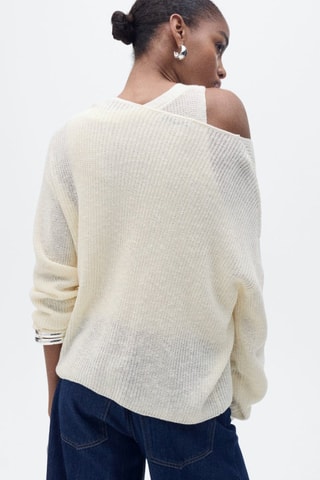 Pull-over maille col en V - Ecru