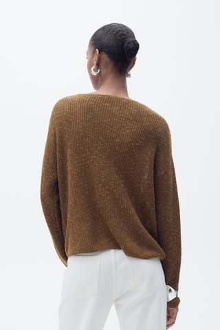 Pull-over maille col en V - Marron